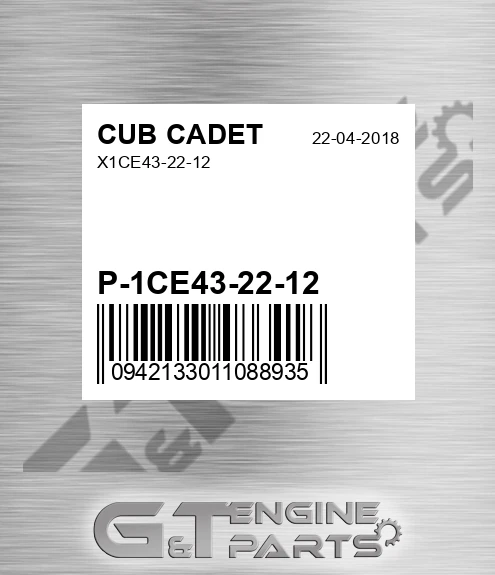P-1CE43-22-12 X1ce43-22-12 for CUB CADET
