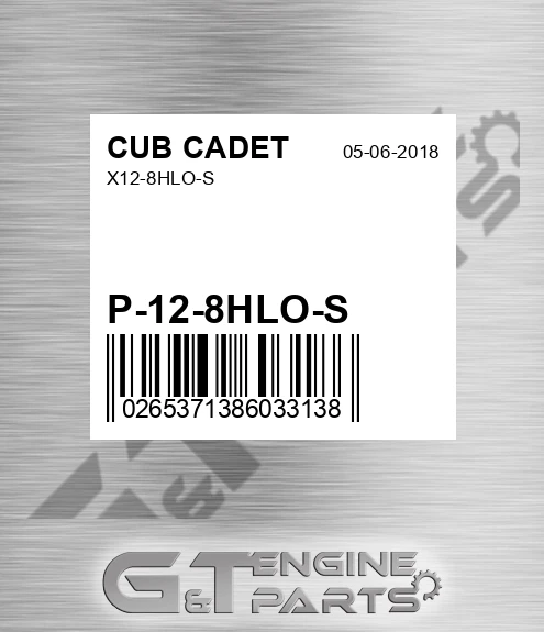 P-12-8HLO-S X12-8hlo-s for CUB CADET