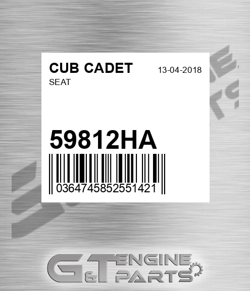 59812HA Seat for CUB CADET