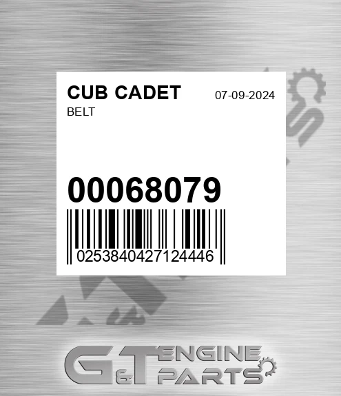 00068079 Belt for CUB CADET