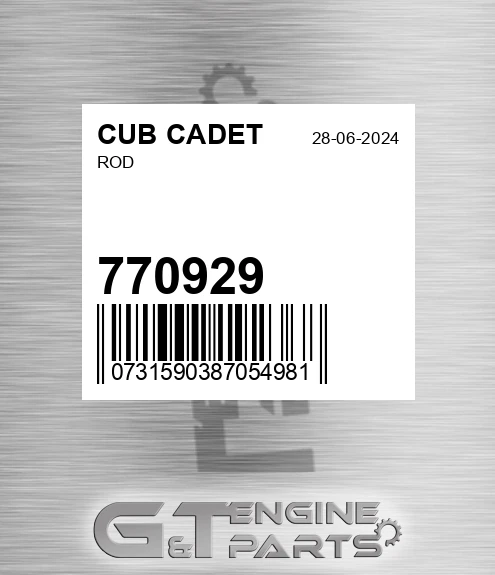 770929 Rod for CUB CADET