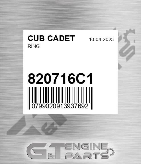 820716C1 Ring for CUB CADET