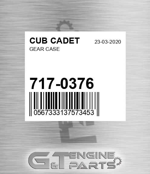 717-0376 Gear Case for CUB CADET