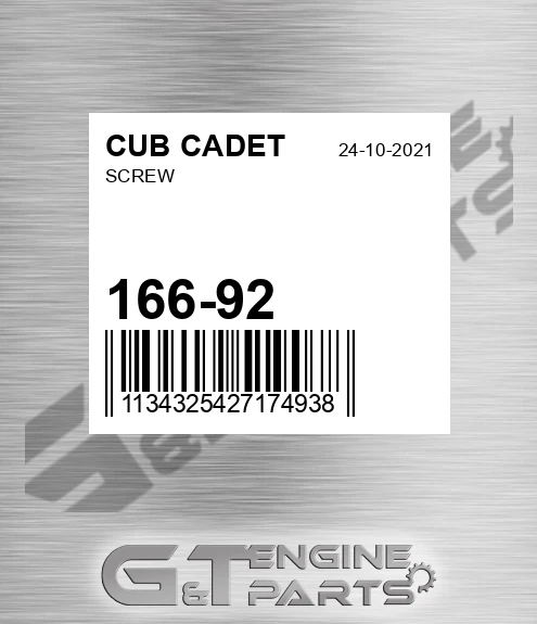 166-92 Screw for CUB CADET