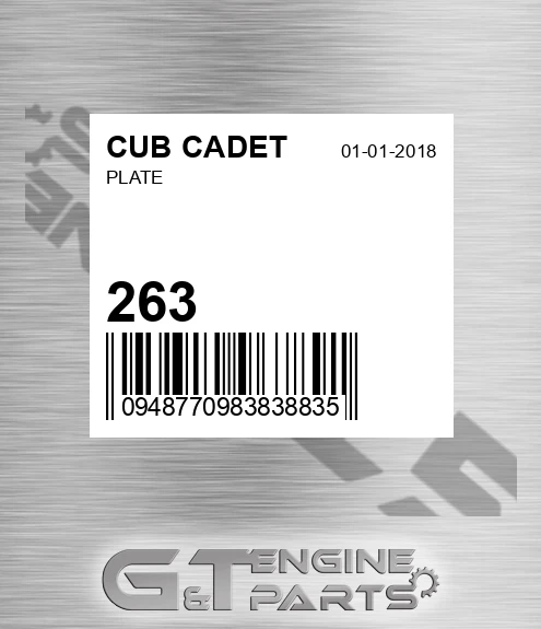 263 CUB CADET Plate