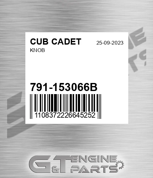 791-153066B Knob for CUB CADET