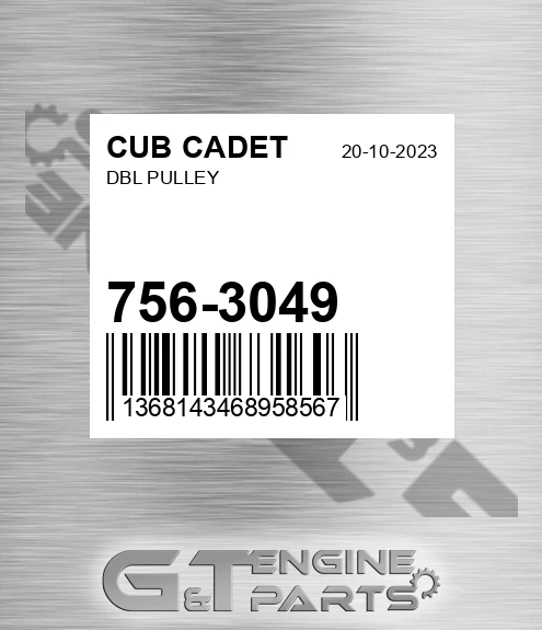756-3049 Dbl Pulley for CUB CADET