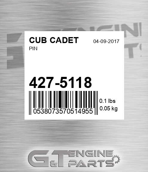 427-5118 Pin for CUB CADET