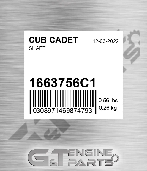 1663756C1 CUB CADET Shaft