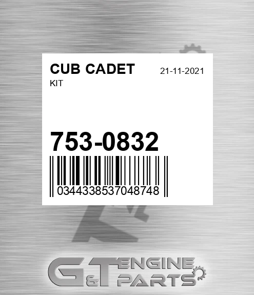 753-0832 Kit for CUB CADET