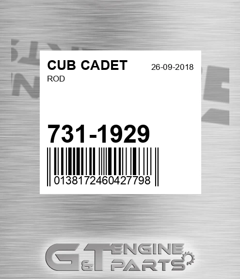 731-1929 Rod for CUB CADET