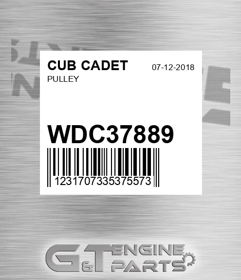 WDC37889 Pulley for CUB CADET