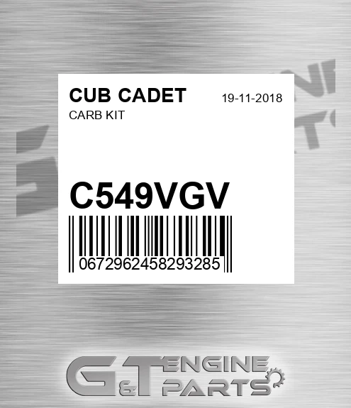 C549VGV Carb Kit for CUB CADET