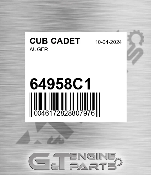 64958C1 Auger for CUB CADET