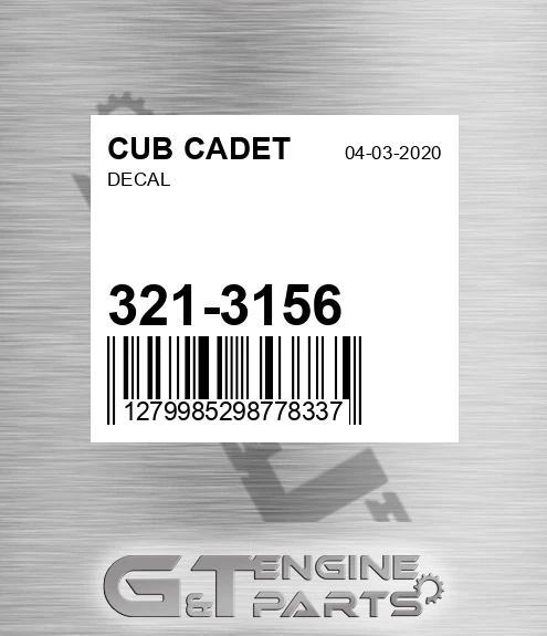 321-3156 Decal for CUB CADET