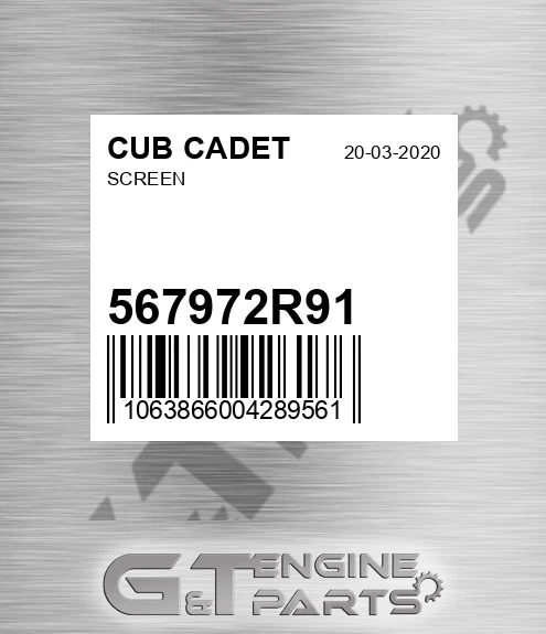 567972R91 Screen for CUB CADET