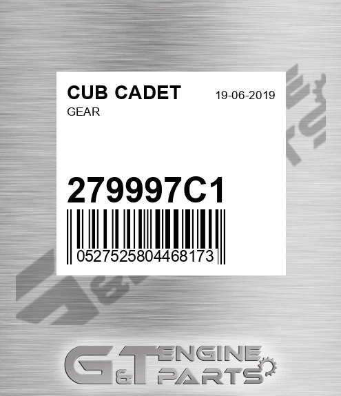 279997C1 Gear for CUB CADET