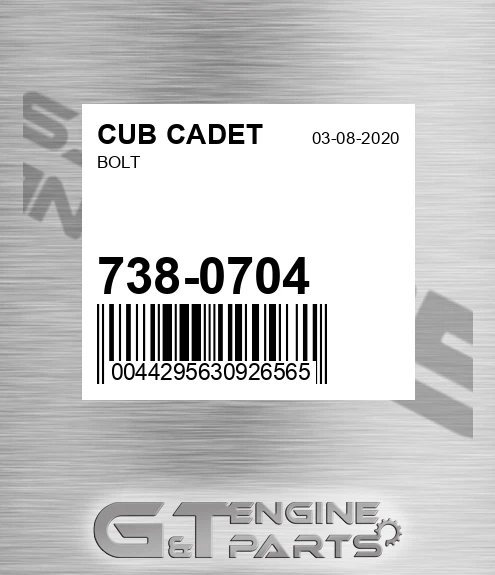738-0704 Bolt for CUB CADET