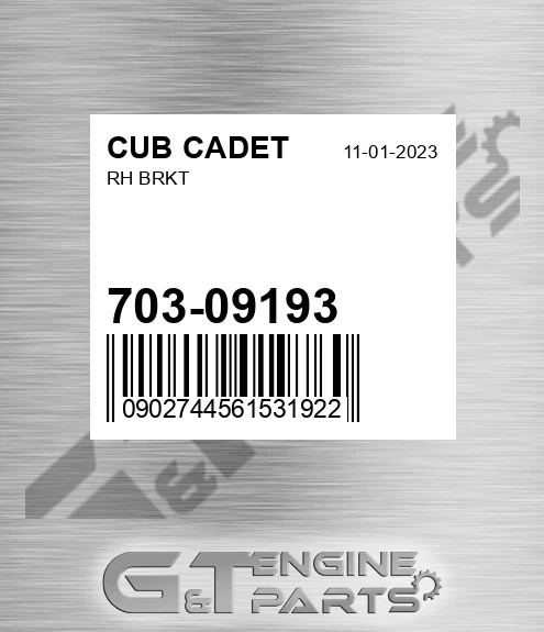 703-09193 Rh Brkt for CUB CADET