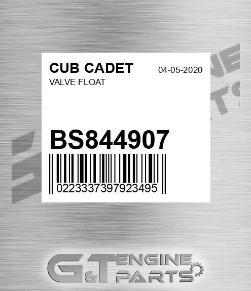BS844907 Valve Float