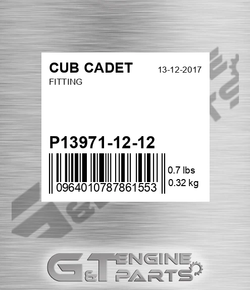 P13971-12-12 Fitting for CUB CADET