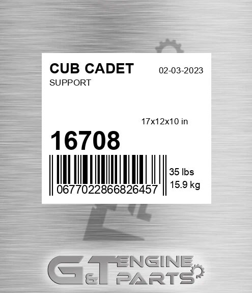 16708 CUB CADET Support