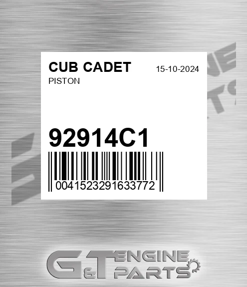 92914C1 Piston for CUB CADET