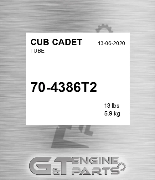 70-4386T2 Tube for CUB CADET