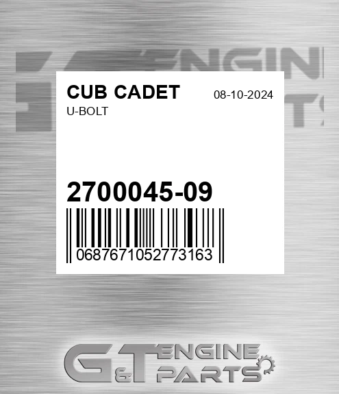 2700045-09 U-bolt for CUB CADET