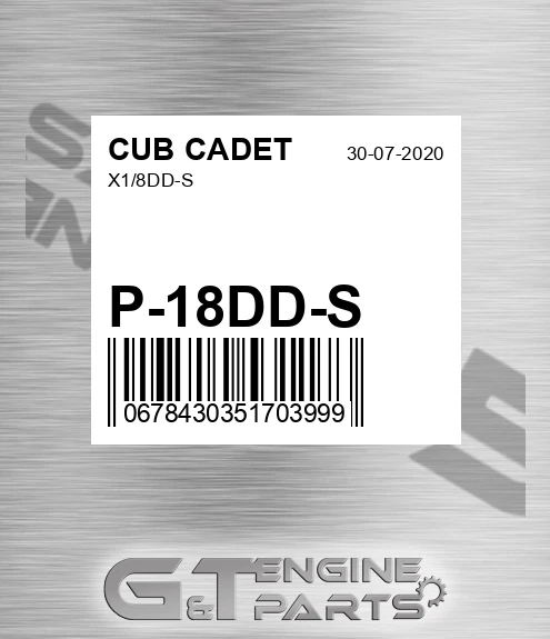 P-18DD-S X1/8dd-s for CUB CADET