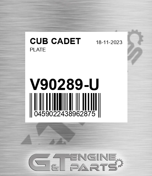 V90289-U Plate for CUB CADET
