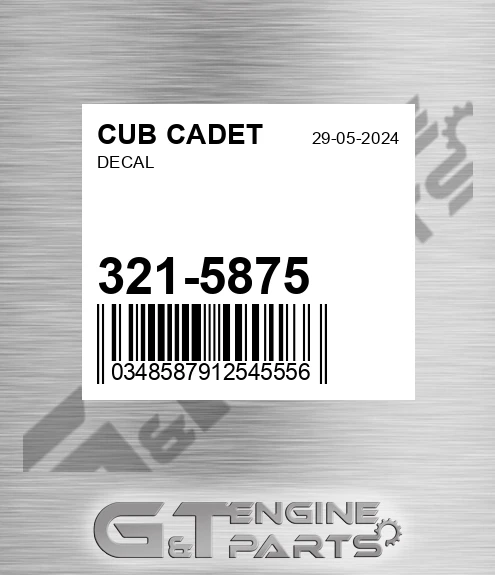321-5875 Decal for CUB CADET