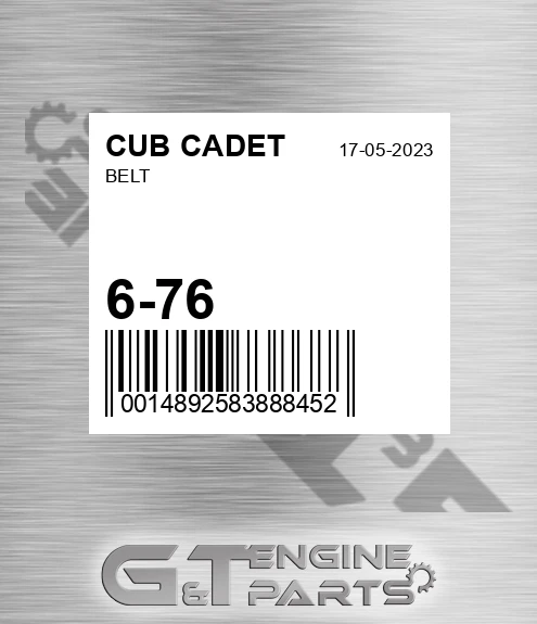 6-76 Belt for CUB CADET
