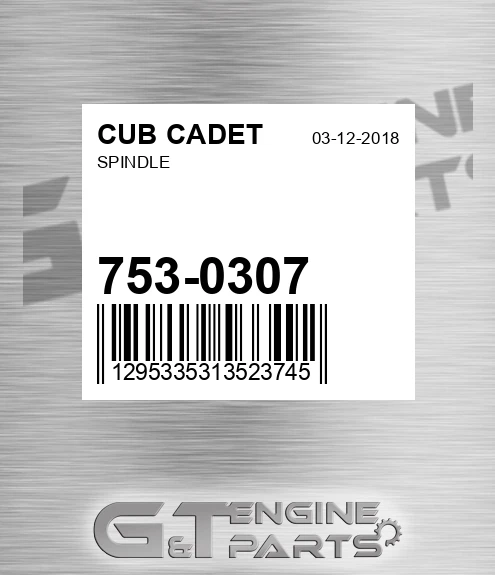 753-0307 Spindle for CUB CADET