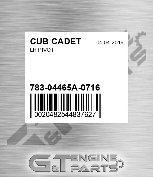 783-04465A-0716 Lh Pivot for CUB CADET