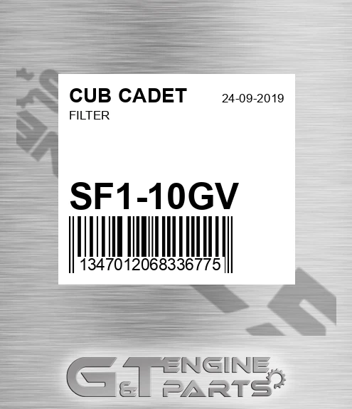 SF1-10GV Filter for CUB CADET
