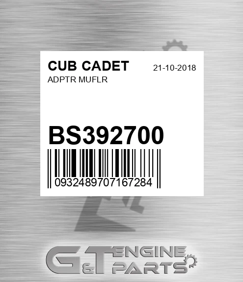 BS392700 Adptr Muflr for CUB CADET
