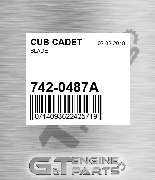 742-0487A Blade for CUB CADET