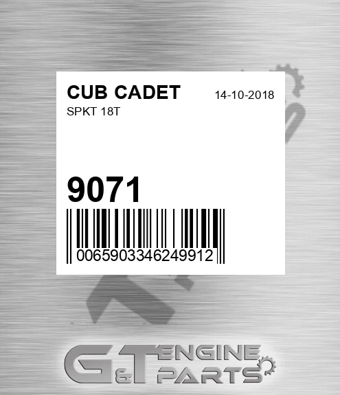 9071 Spkt 18t for CUB CADET