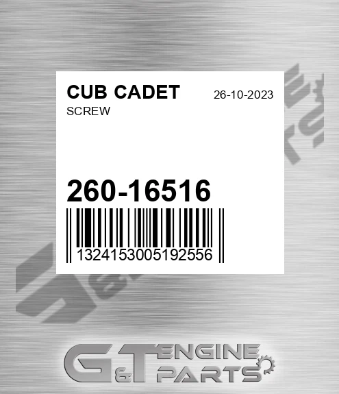 260-16516 Screw for CUB CADET