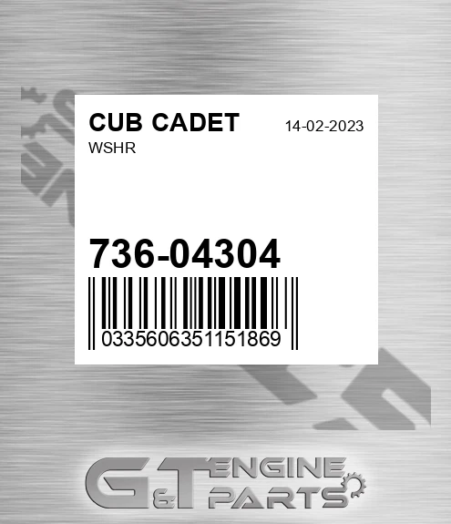 736-04304 Wshr for CUB CADET