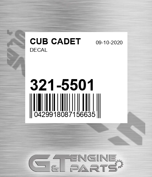 321-5501 Decal for CUB CADET