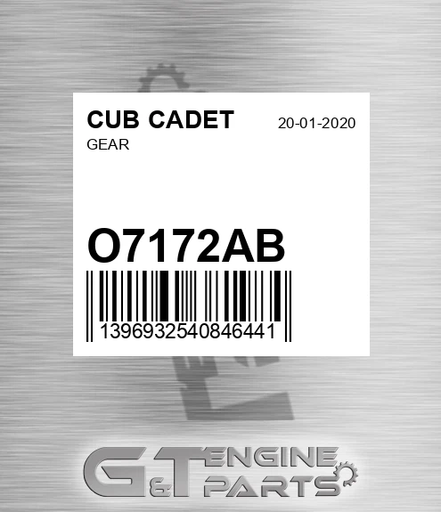 O7172AB CUB CADET Gear