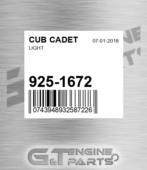 925-1672 Light for CUB CADET