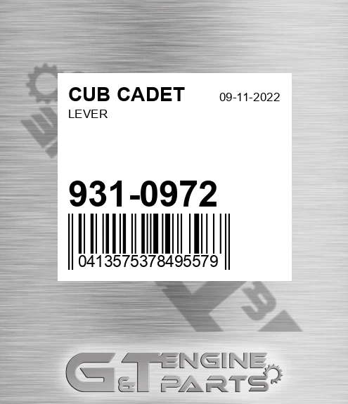 931-0972 Lever for CUB CADET