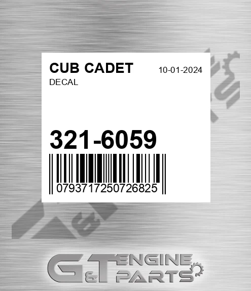 321-6059 Decal for CUB CADET