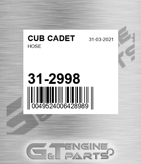 31-2998 Hose for CUB CADET