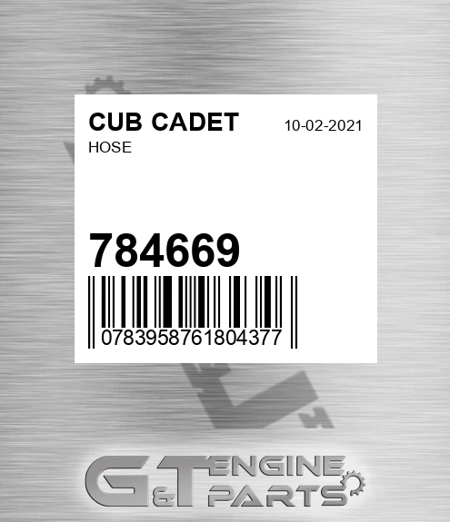 784669 Hose for CUB CADET