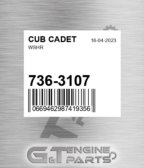 736-3107 Wshr for CUB CADET