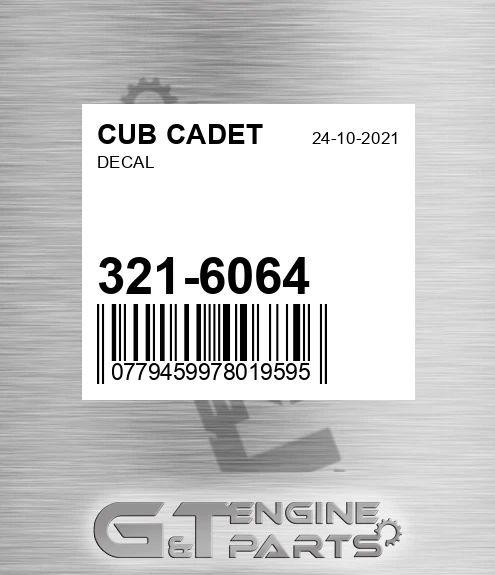 321-6064 Decal for CUB CADET